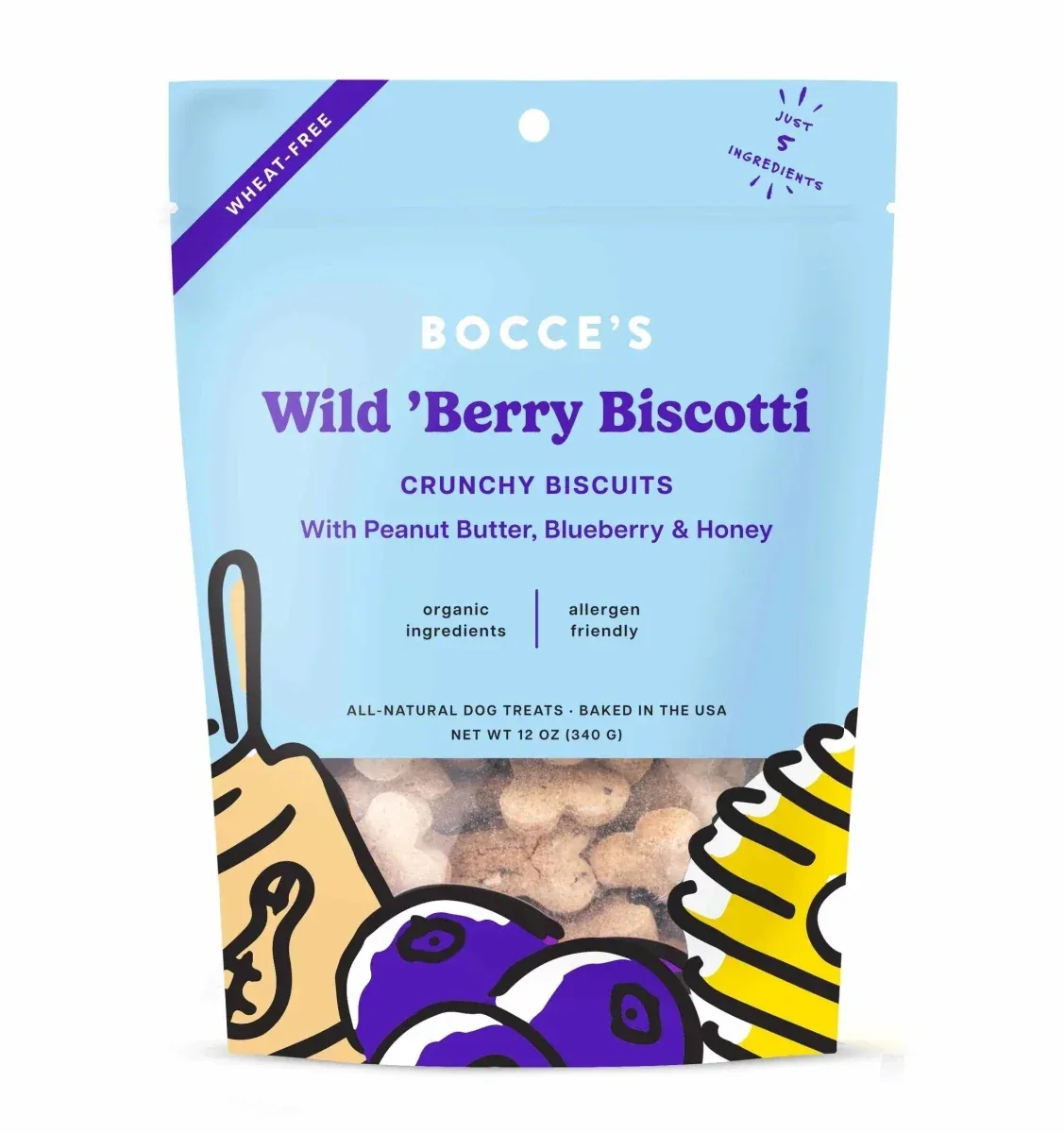 Bocce's Bakery Wild 'Berry Biscotti Small Batch Biscuits Dog Treats 12 oz - Image 2