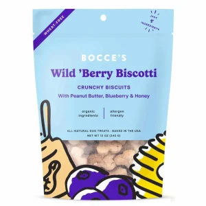 Bocce's Bakery Wild 'Berry Biscotti Small Batch Biscuits Dog Treats 12 oz
