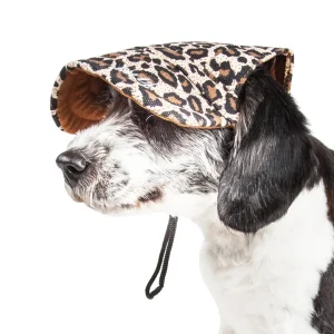 Pet Life ® 'Cheetah Bonita' Cheetah Patterned Uv Protectant Adjustable Fashion Dog Hat Cap