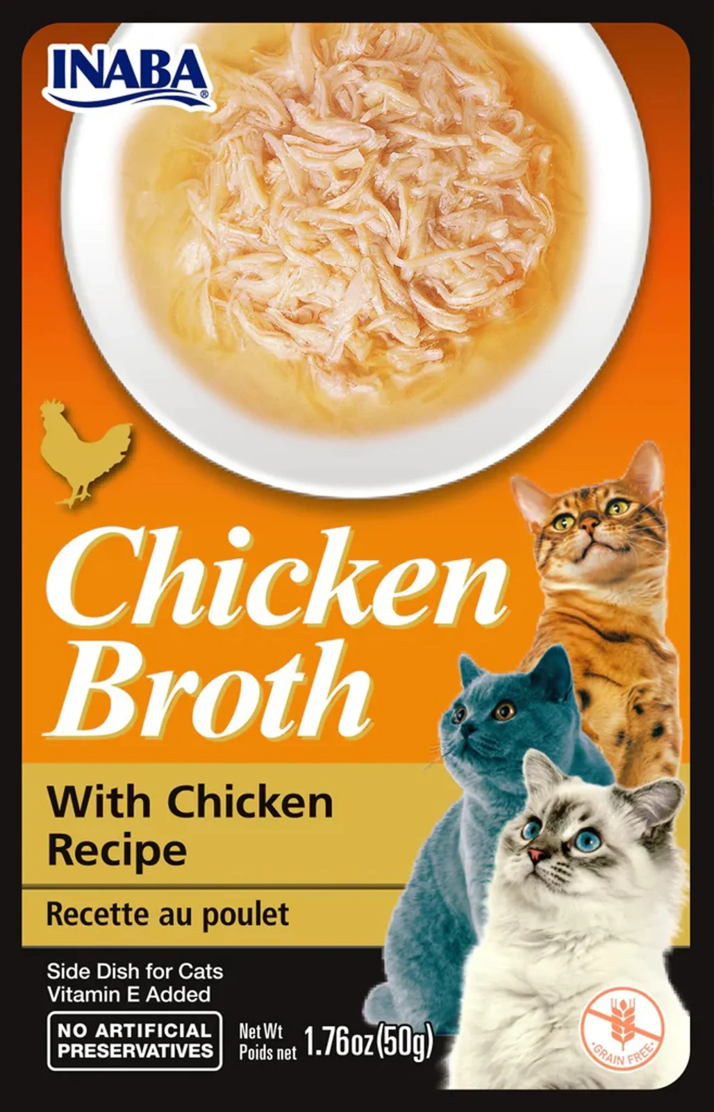Inaba Cat Broth Chicken Breast Wet Cat Food - Shredded Flakes in Savory Chicken Gravy, 1.76 oz (6 ct)