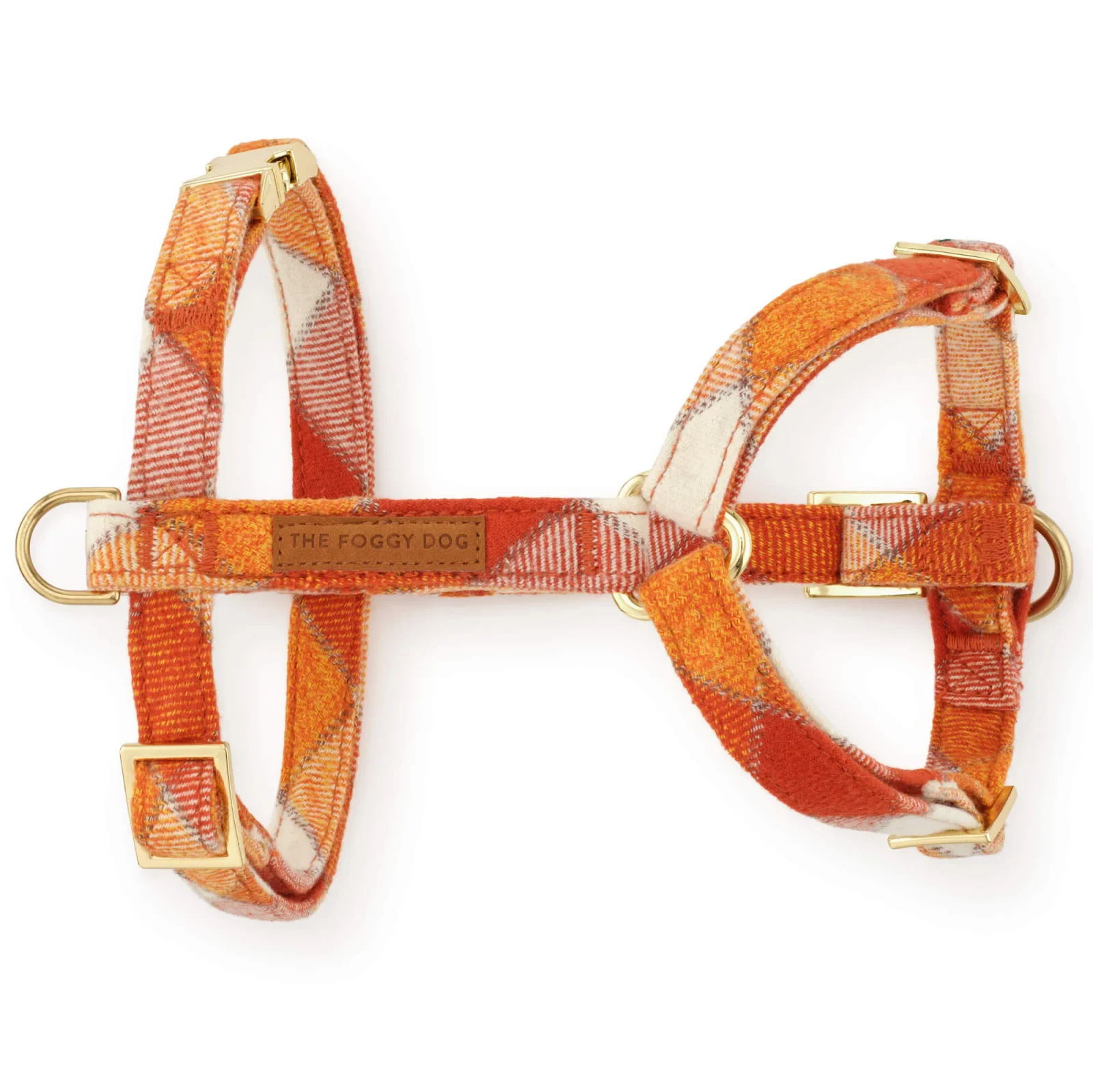 Pumpkin Spice Plaid Flannel Dog Harness - Image 2
