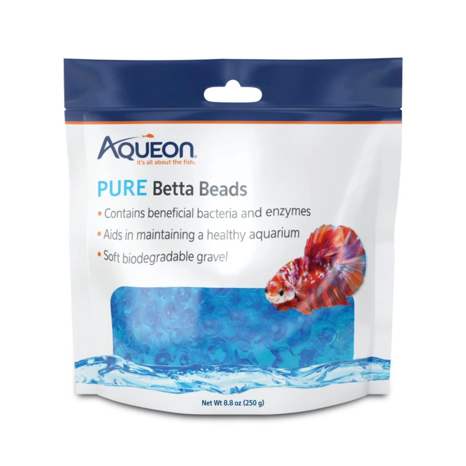 Aqueon PURE Betta Beads, Blue, 8.8 oz