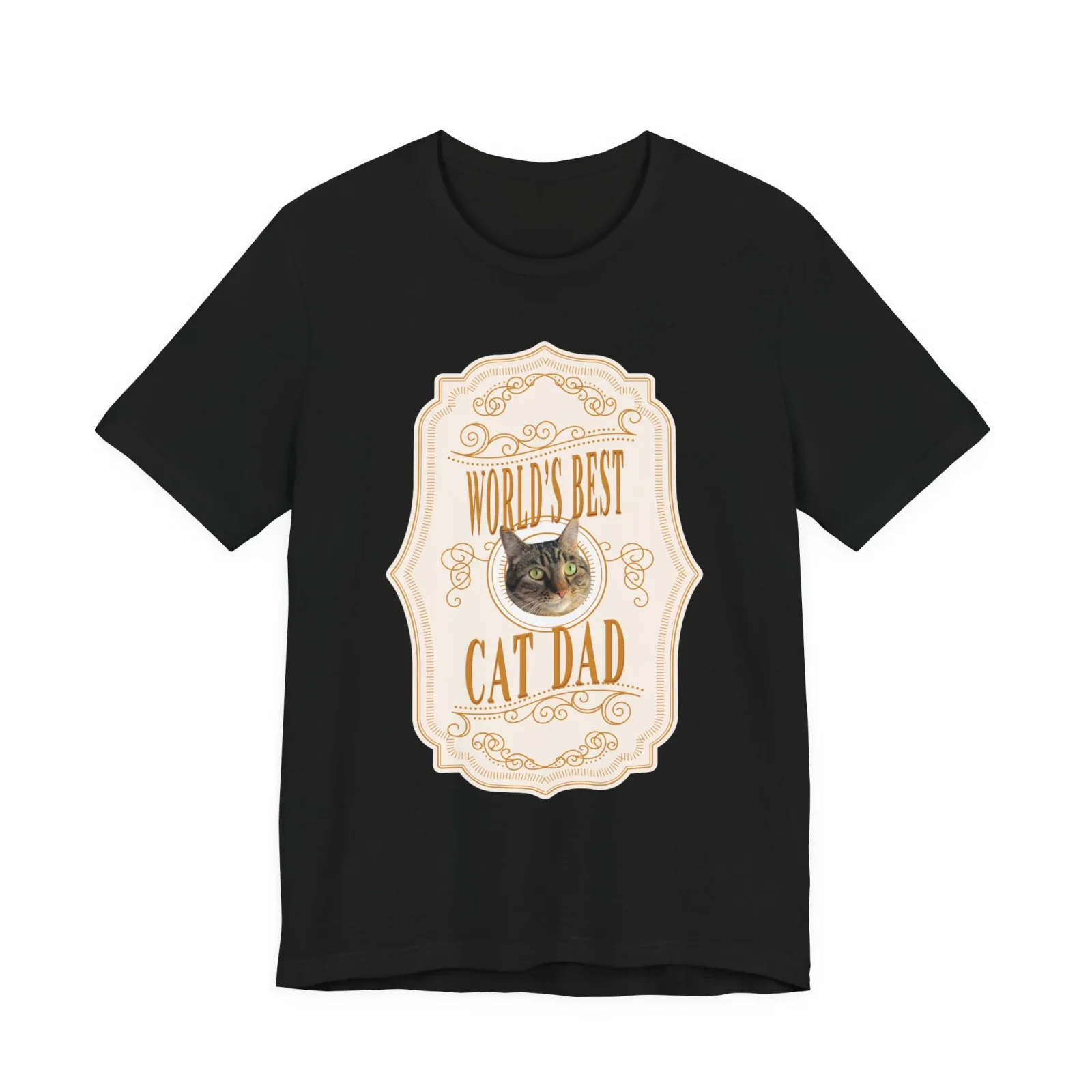 Customizable World's Best Cat Dad Whiskey Label T-Shirt - Light - Image 2