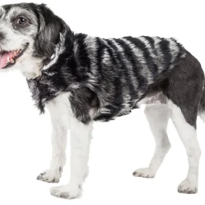 Pet Life ® Luxe 'Chauffurry' Zebra Patterned Designer Mink Fur Dog Coat