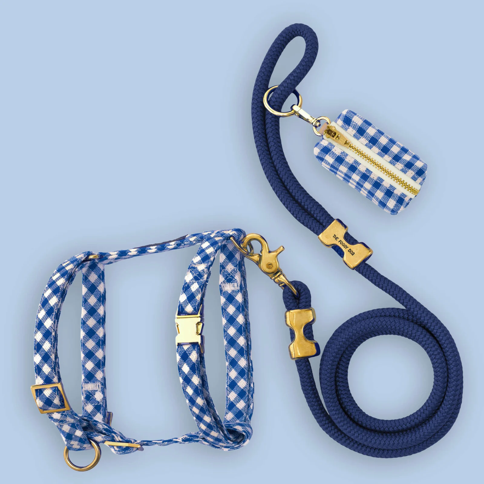 Lake Blue Gingham Harness Walk Set - Image 2