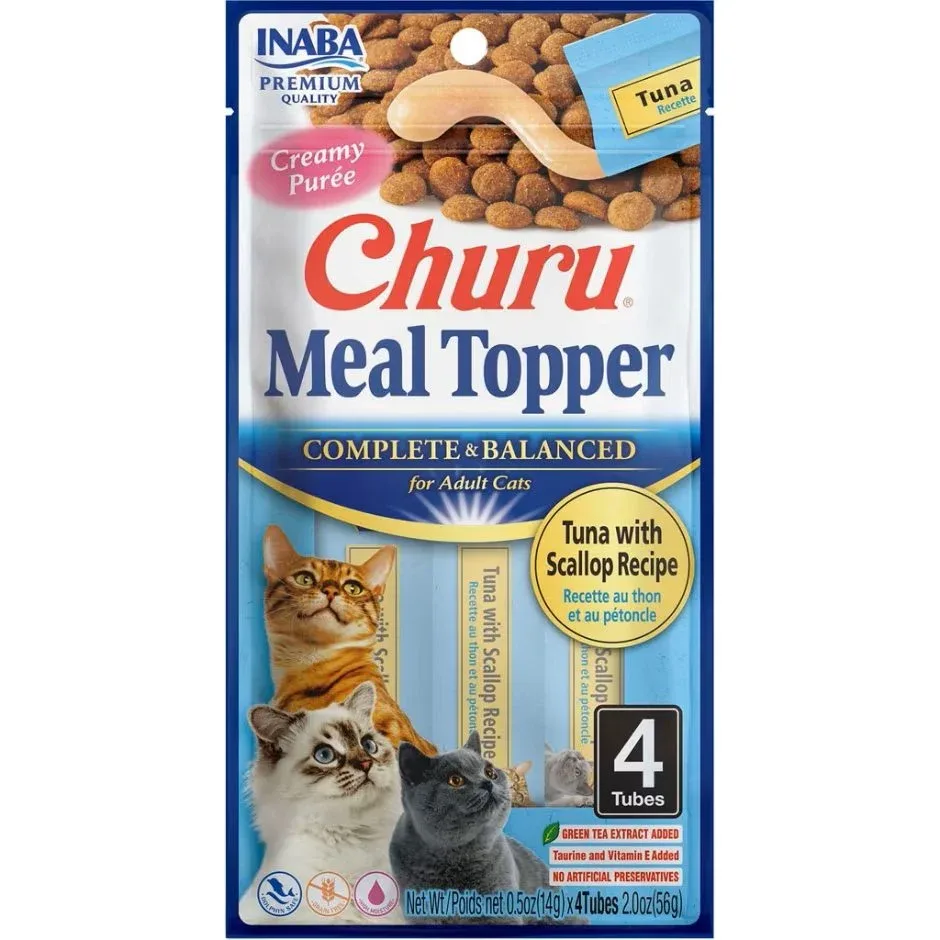 Inaba Churu Complete & Balanced Cat Food Topper - Tuna & Scallop, 2 oz, 4 ct, 6 ct