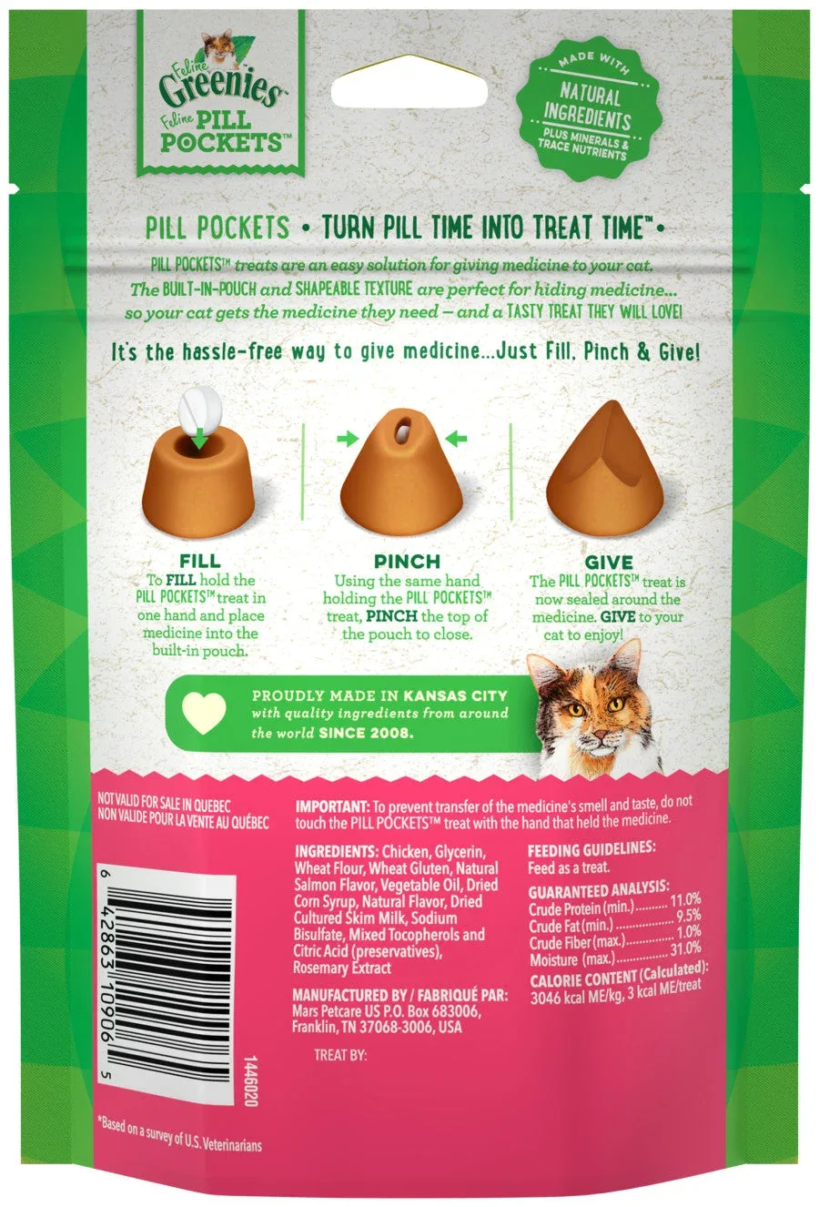 Greenies Feline Pill Pockets Cat Treats Salmon, 3 oz, 85 ct - Image 2