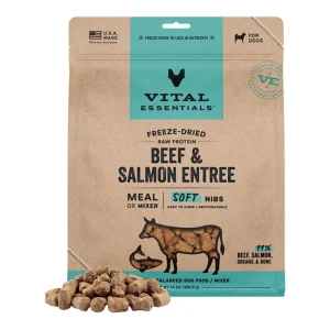 Vital Essentials Dog Freeze-Dried Raw Grain-Free Beef & Salmon Entree & Mixer Soft Nibs 14 oz