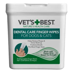 Vet's Best Dental Care Finger Wipes for Dogs and Cats, 50-Count