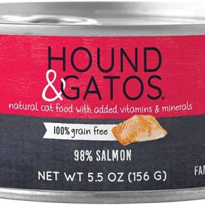Hound and Gatos Cat Grain-Free Salmon, 5.5 oz each, Case of 24