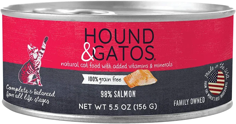 Hound and Gatos Cat Grain-Free Salmon, 5.5 oz each, Case of 24