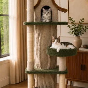 Luxury 7-Foot Realistic Tree Cat Tower | Designer Cat Furniture for Large Cats
