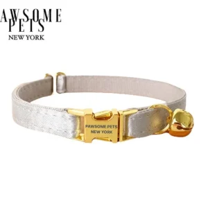 Silver Adjustable Nylon Dog & Cat Dog Collar - Quick-Release Buckle for Small Pets