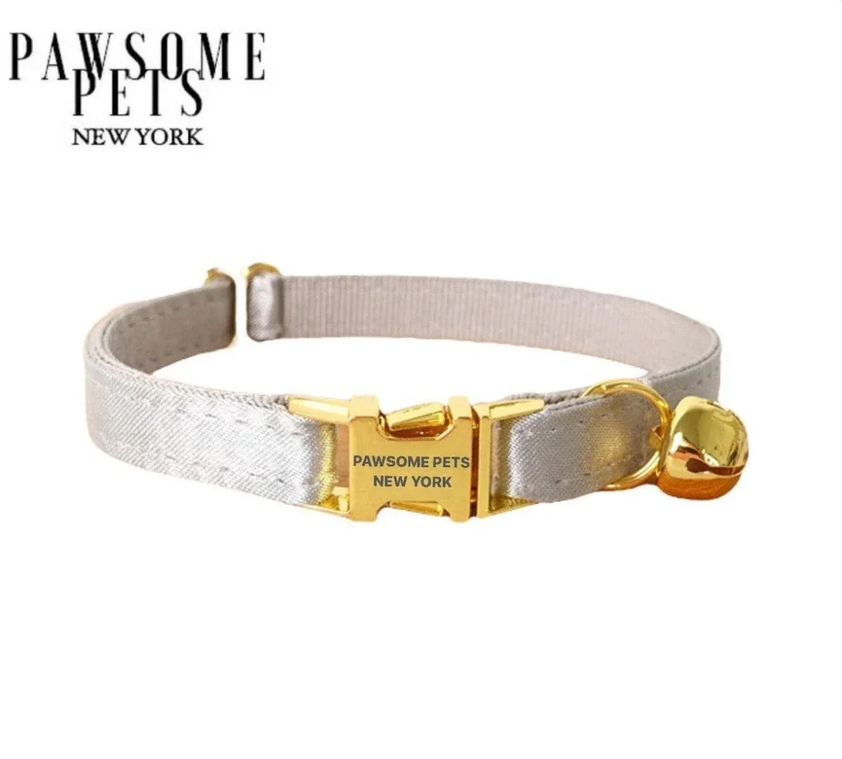 Silver Adjustable Nylon Dog & Cat Dog Collar - Quick-Release Buckle for Small Pets