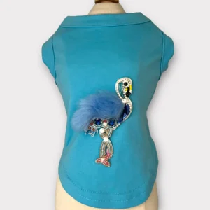 Beaded Fur and Rhinestone Flamingo Dog Shirt - Bark Fifth Avenue