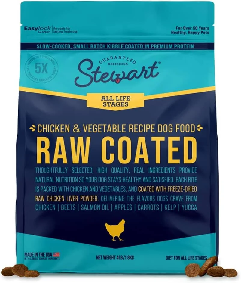 Stewart Raw Coated Small-Batch Chicken and Vegetable Freeze-Dried Raw Coated Dry Dog Food