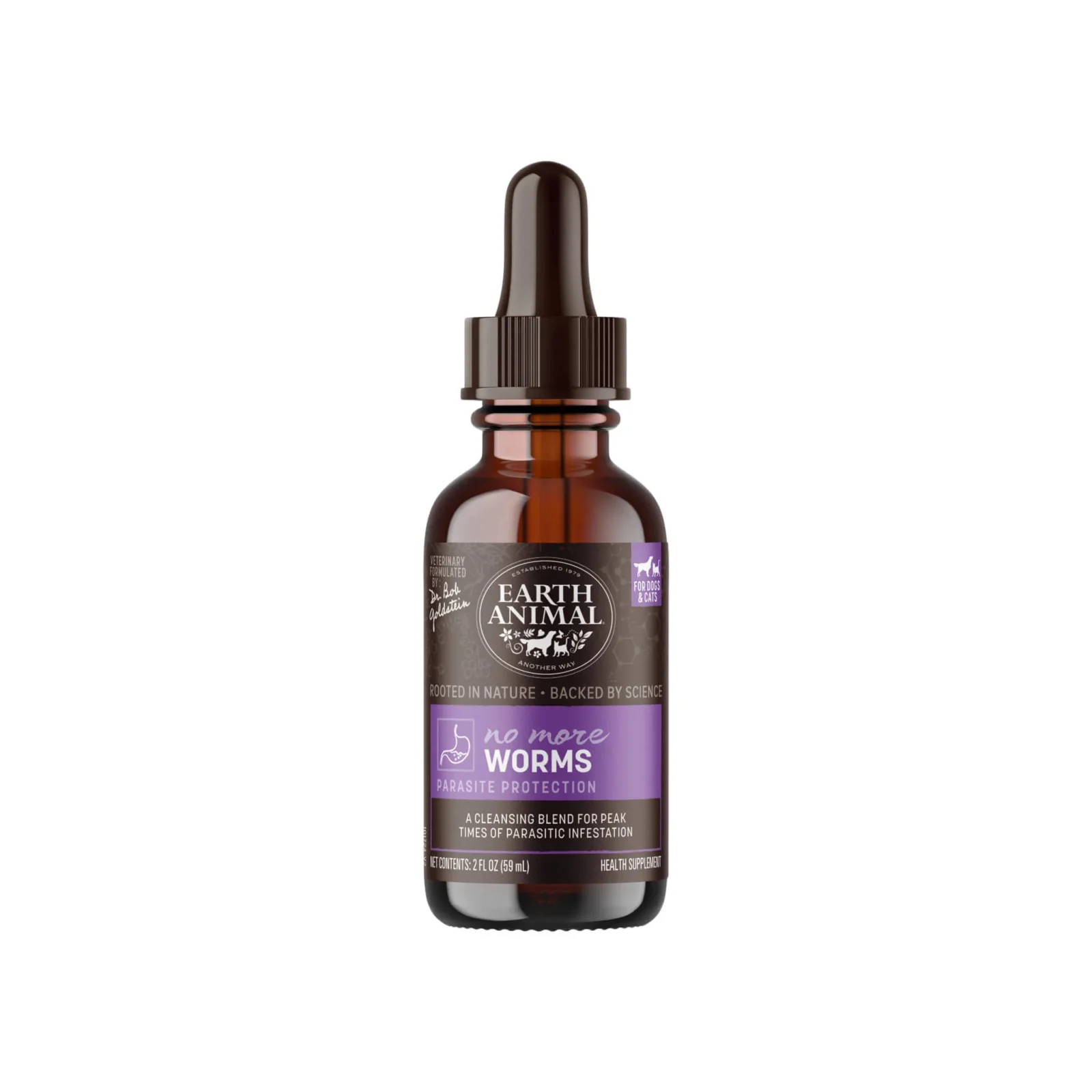Earth Animal Organic Herbal Remedies No More Worms Tincture for Dogs