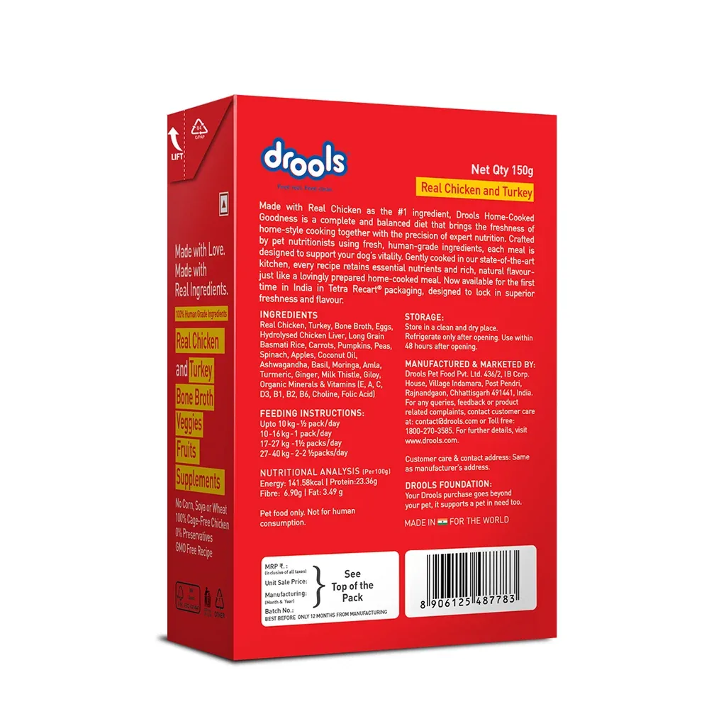 Drools Tetra Pack Real Chicken Turkey Dog Fresh Food - Image 2