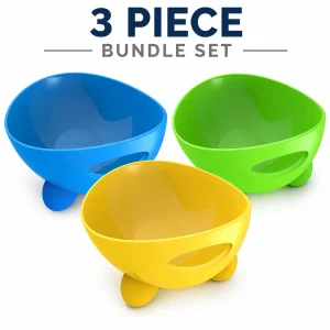 Pet Life ® 'Modero' Dishwasher Safe Antiskid Rasied Modern Tilted Whisker Friendly Dog and Cat Bowl with Carrying Handle on The Pet Bowl - 3 Pack