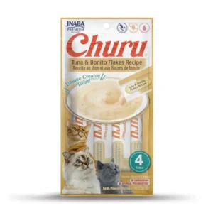 Inaba Churu Lickable Cat Treats - Tuna with Bonito Flakes, 2 oz (4 ct)