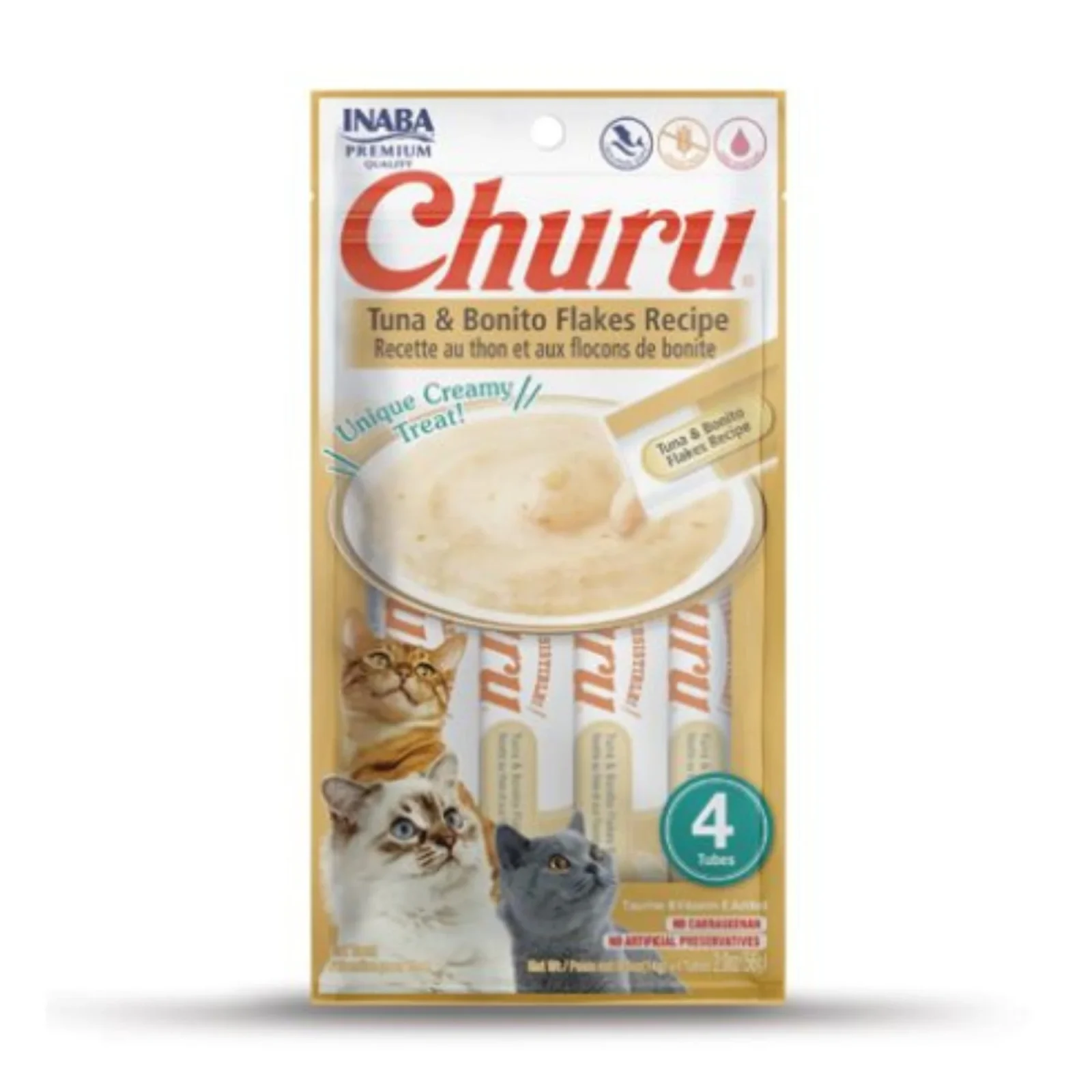 Inaba Churu Lickable Cat Treats - Tuna with Bonito Flakes, 2 oz (4 ct)