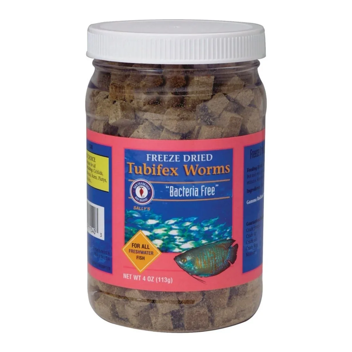 San Francisco Bay Brand Bacteria Free Tubifex Worms Freeze-Dried Fish Food 113 g, 4 oz