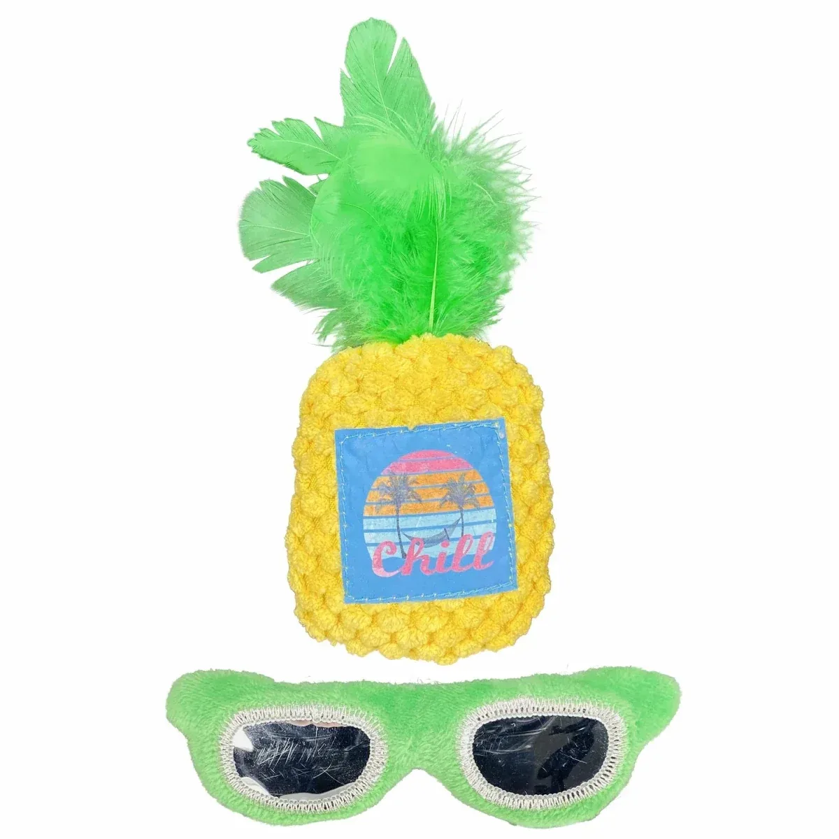 Multipet Margaritaville Pineapple and Sunglasses Cat Toy, 5.75 in, 2-Count