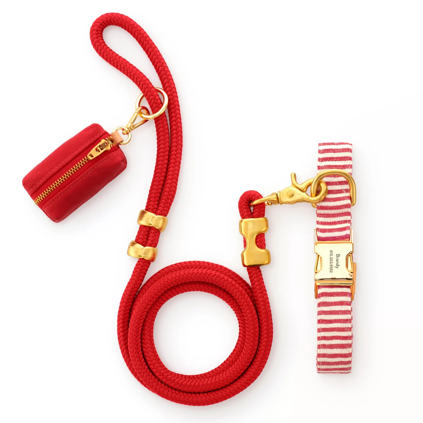 Red Stripe Collar Walk Set