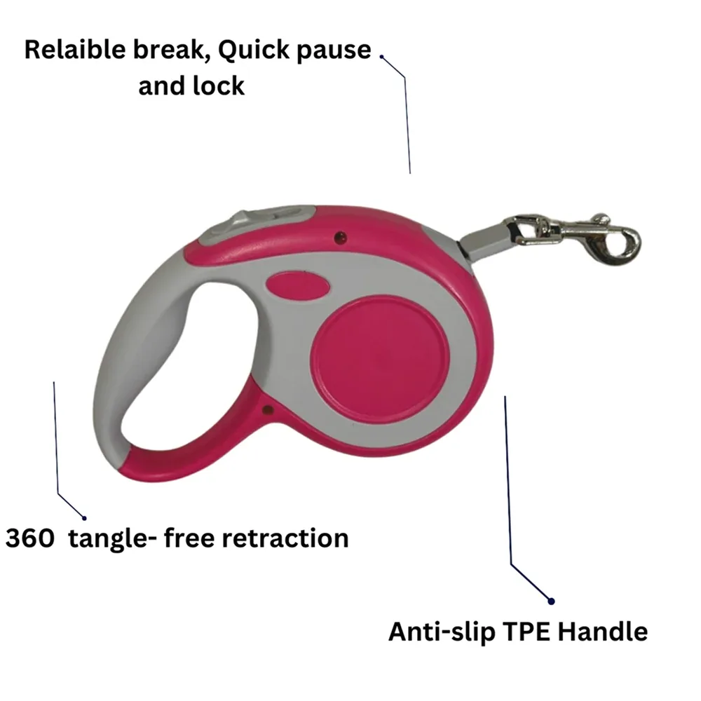 Healing Leaf Retractable Leash for Dogs and Cats (Pink) - Image 2