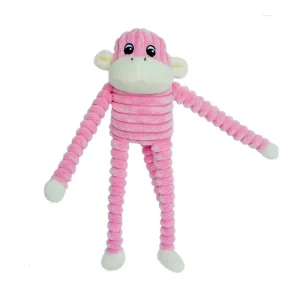 ZippyPaws Spencer the Crinkle Monkey Dog Toy, Pink, Small