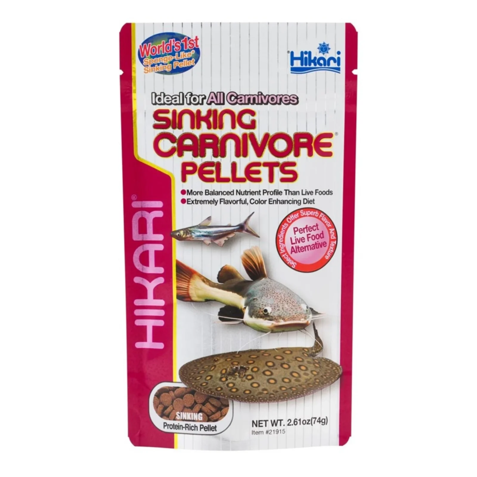 Hikari USA Sinking Carnivore Pellets Fish Food, 2.61 oz