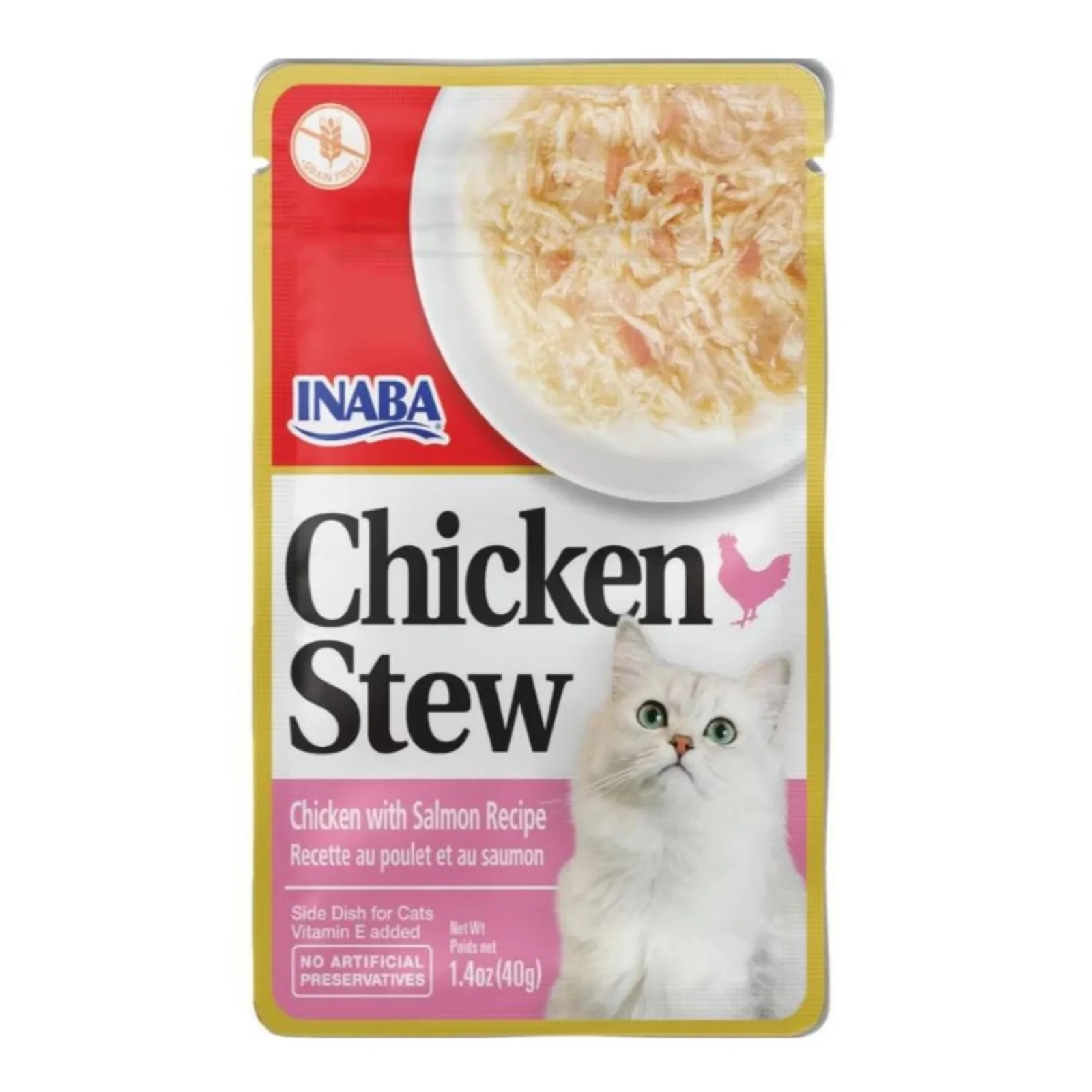 Inaba Chicken Stew Side Dish for Cats - Chicken and Salmon, 1.76 oz each, Case of 8