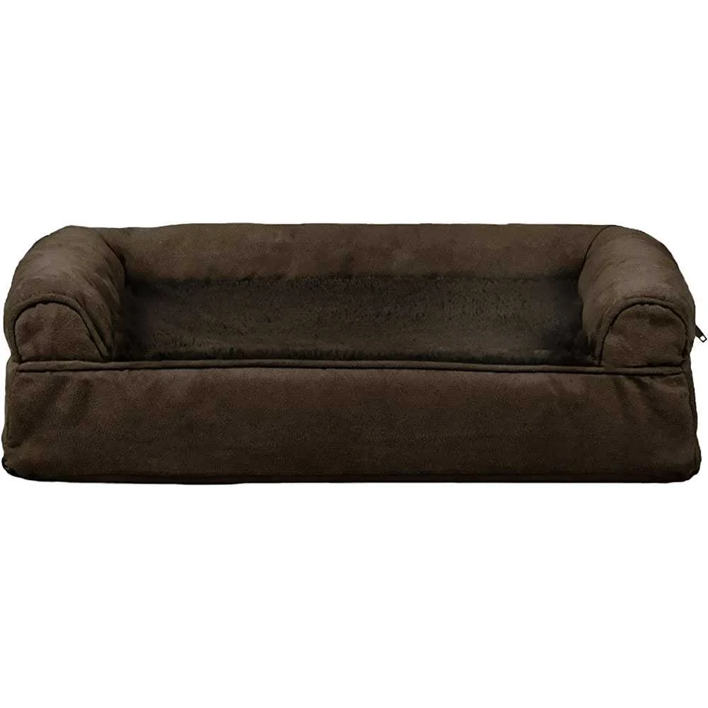 FurHaven Plush & Suede Orthopedic Sofa Pet Bed - Espresso (Medium)