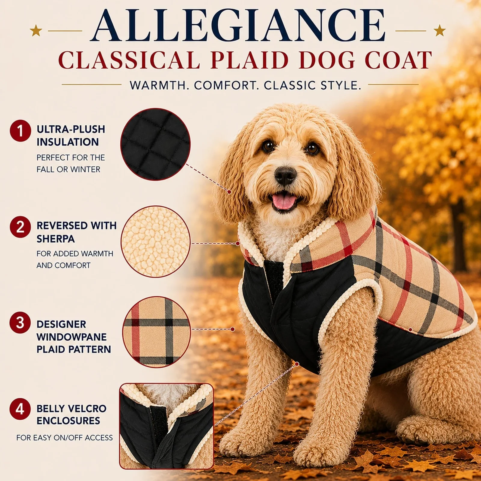 Pet Life ® 'Allegiance' Classical Insulated Plaid Fashion Dog Jacket - Image 2