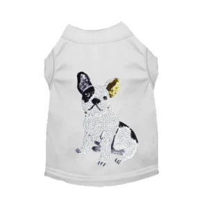 Frenchie Sequin Tee - French Bulldog Applique Dog Tee by Bark Fifth Avenue