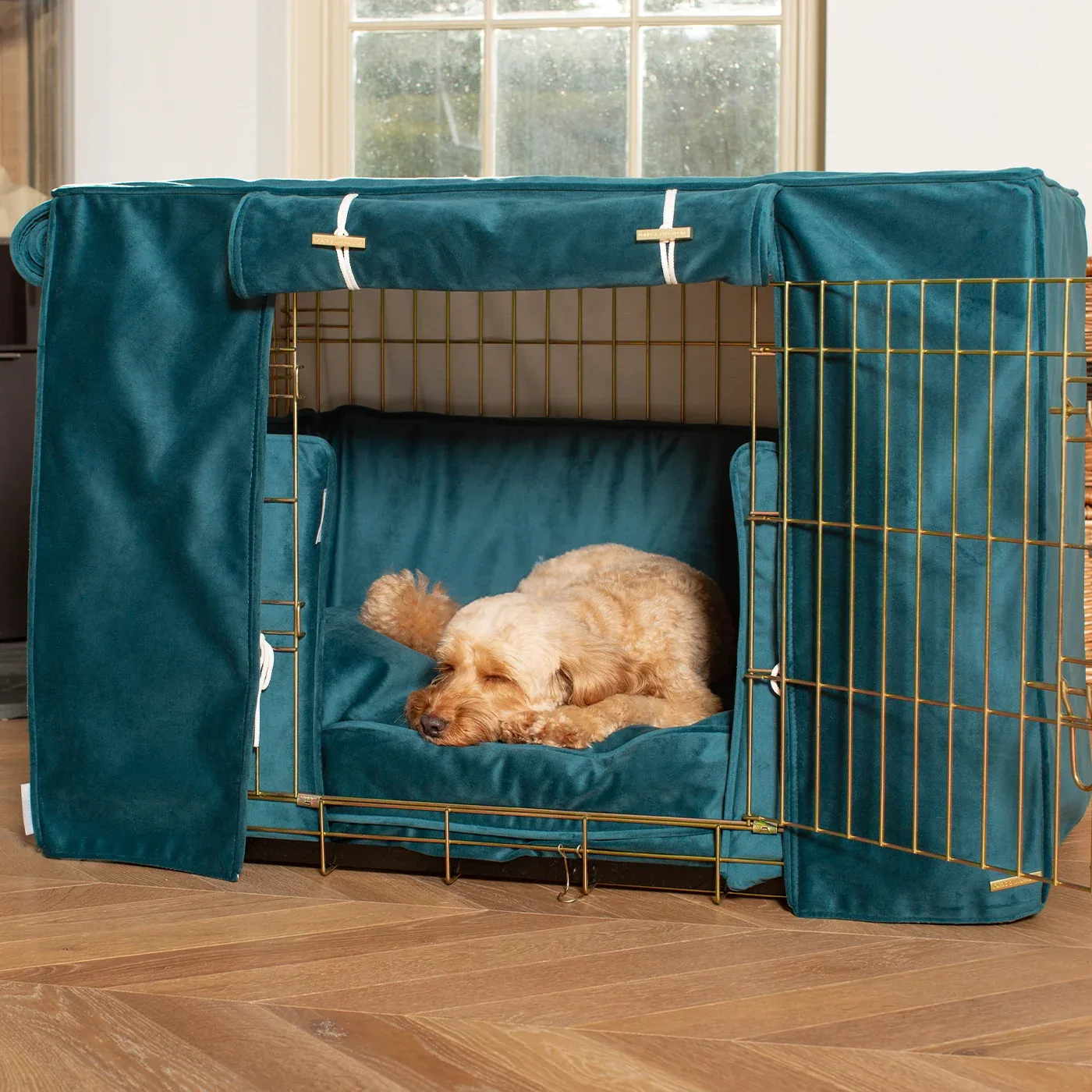 Dog Crate Set In Marine Velvet by Lords & Labradors - Image 2