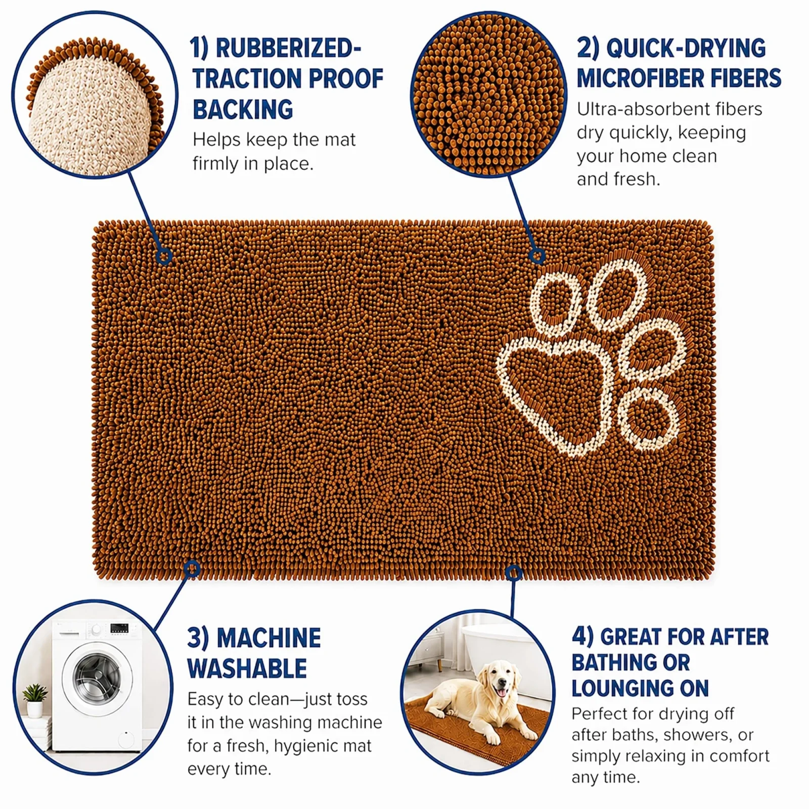 Pet Life ® 'Fuzzy' Quick-Drying Microfiber Anti-Skid and Machine Washable Dog Mat Pet Bed - 2 Pack - Light Brown - Image 2