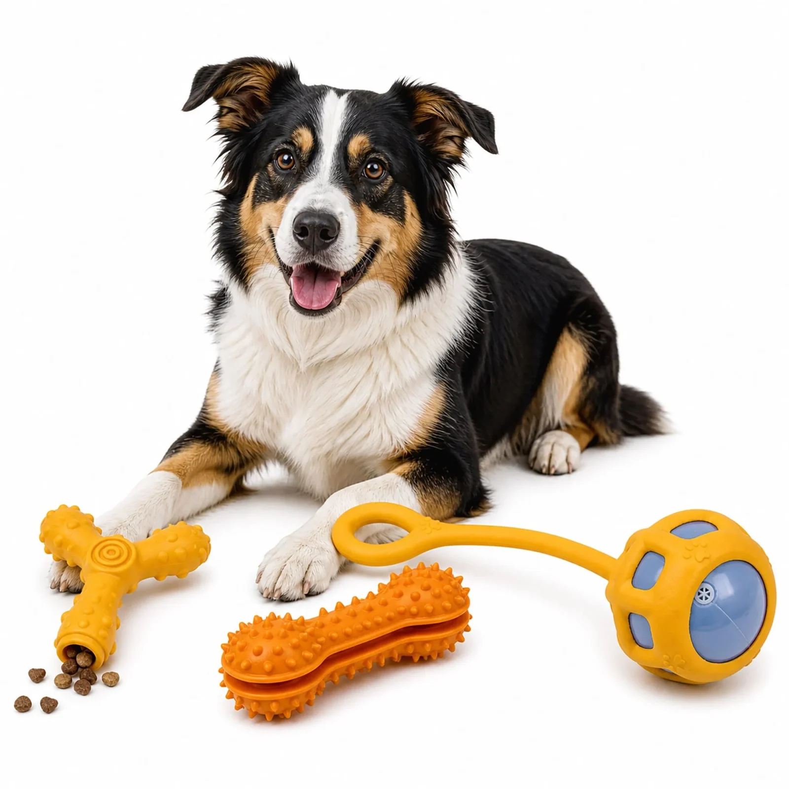 Pet Life ® 3-Piece Durable TPR Tug Squeak and Fetch Interactive Dog Toy Set - Orange