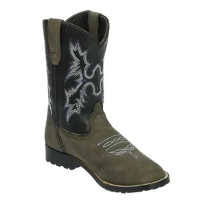 TuffRider Children's Canyonlands Square Toe Western Boot- Brown with Tan- 10C