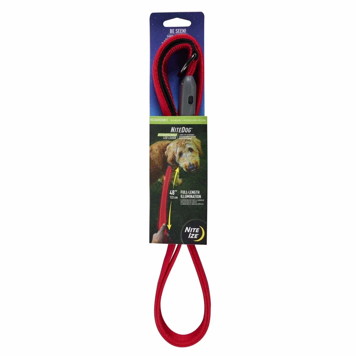 Nite Ize NiteDog Rechargeable LED Dog Leash, Red/red led