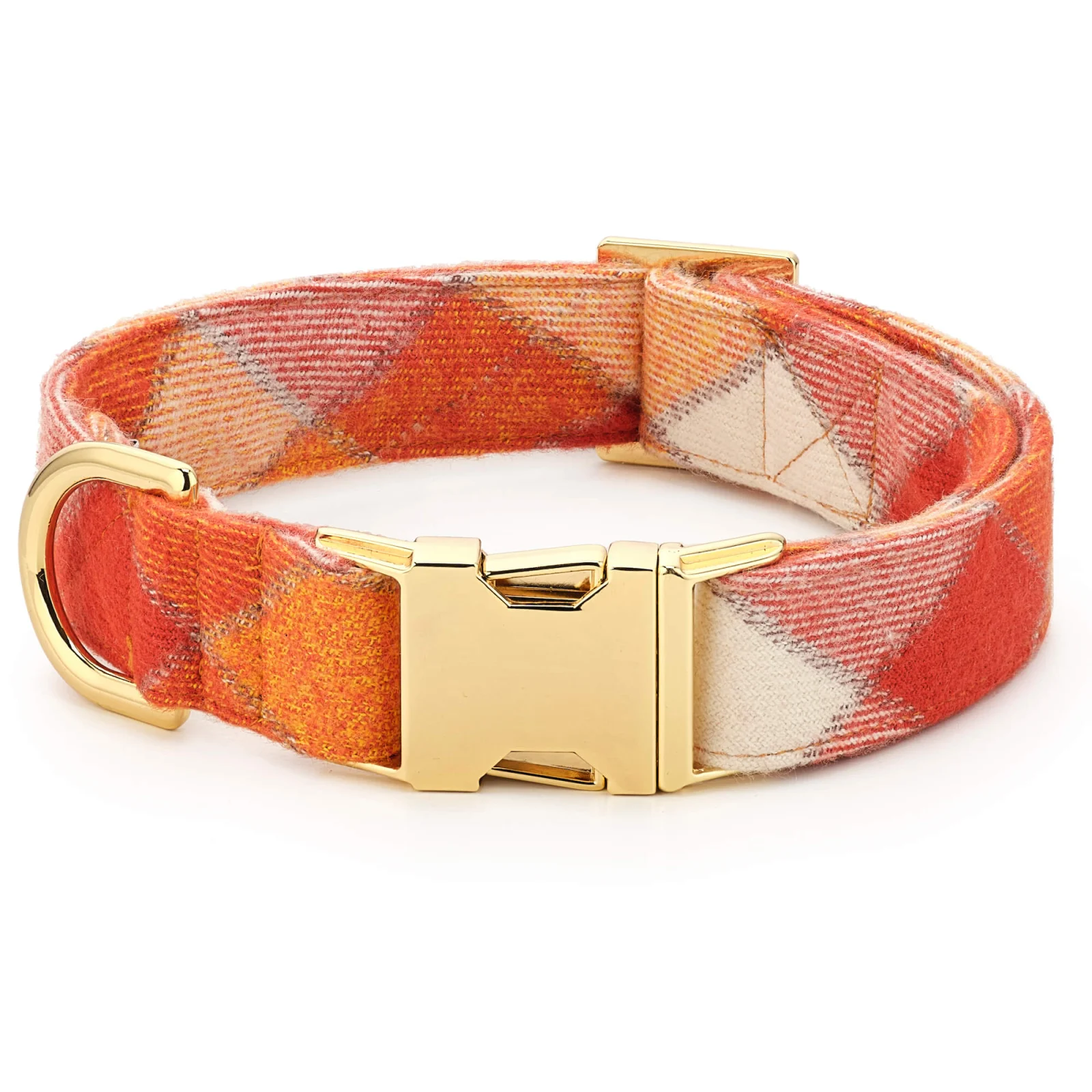 Pumpkin Spice Plaid Flannel Dog Collar - Image 2
