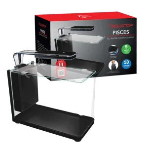 AquaTop PISCES Allinone Nano Bullet Glass Aquarium Kit, Black, Clear, 5 gal