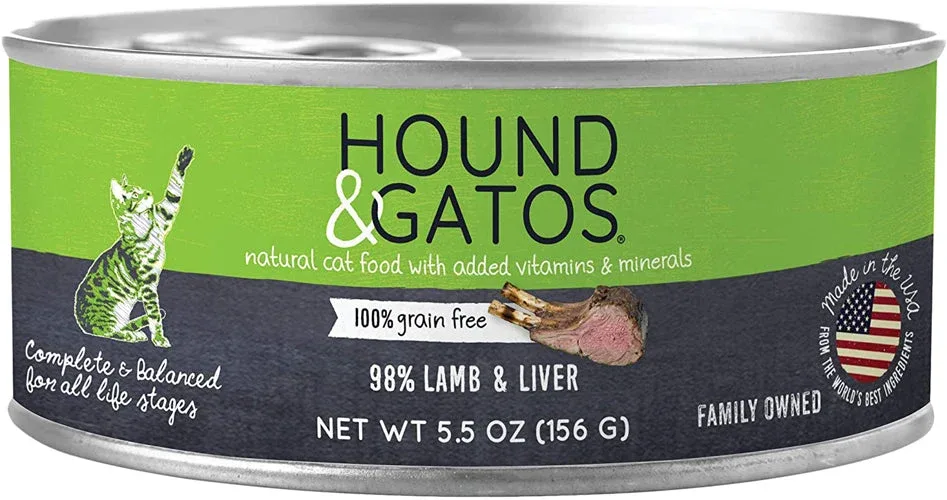 Hound and Gatos Cat Grain-Free Lamb and Liver, 5.5 oz each, Case of 24