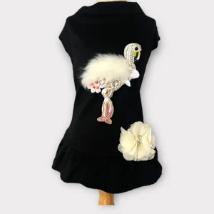 Beaded Fur and Rhinestone Flamingo Dog Dress - Bark Fifth Avenue
