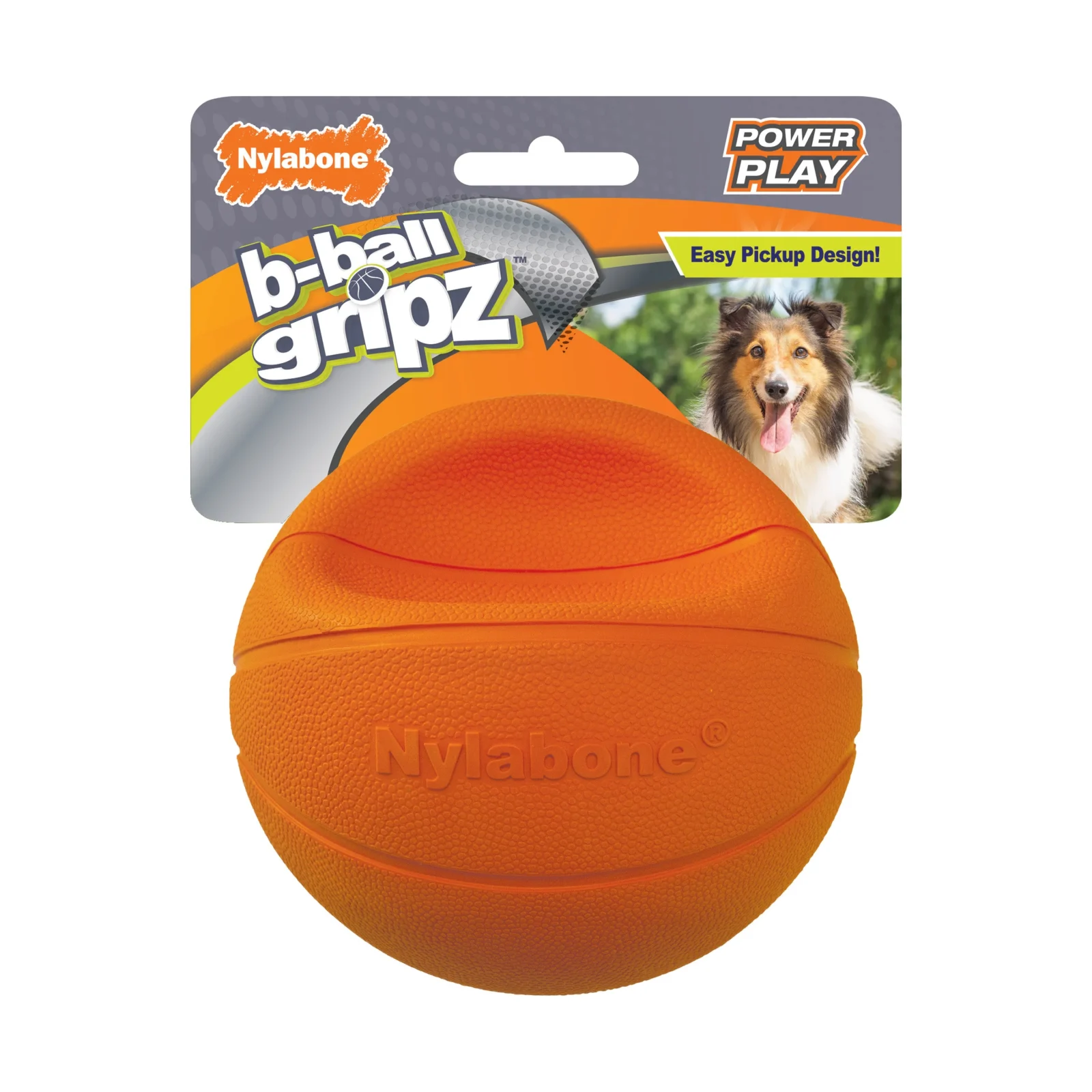Nylabone Power Play Dog Basketball BBall Gripz Medium/Wolf up to 35 lb, 4.5 in, 1 ct