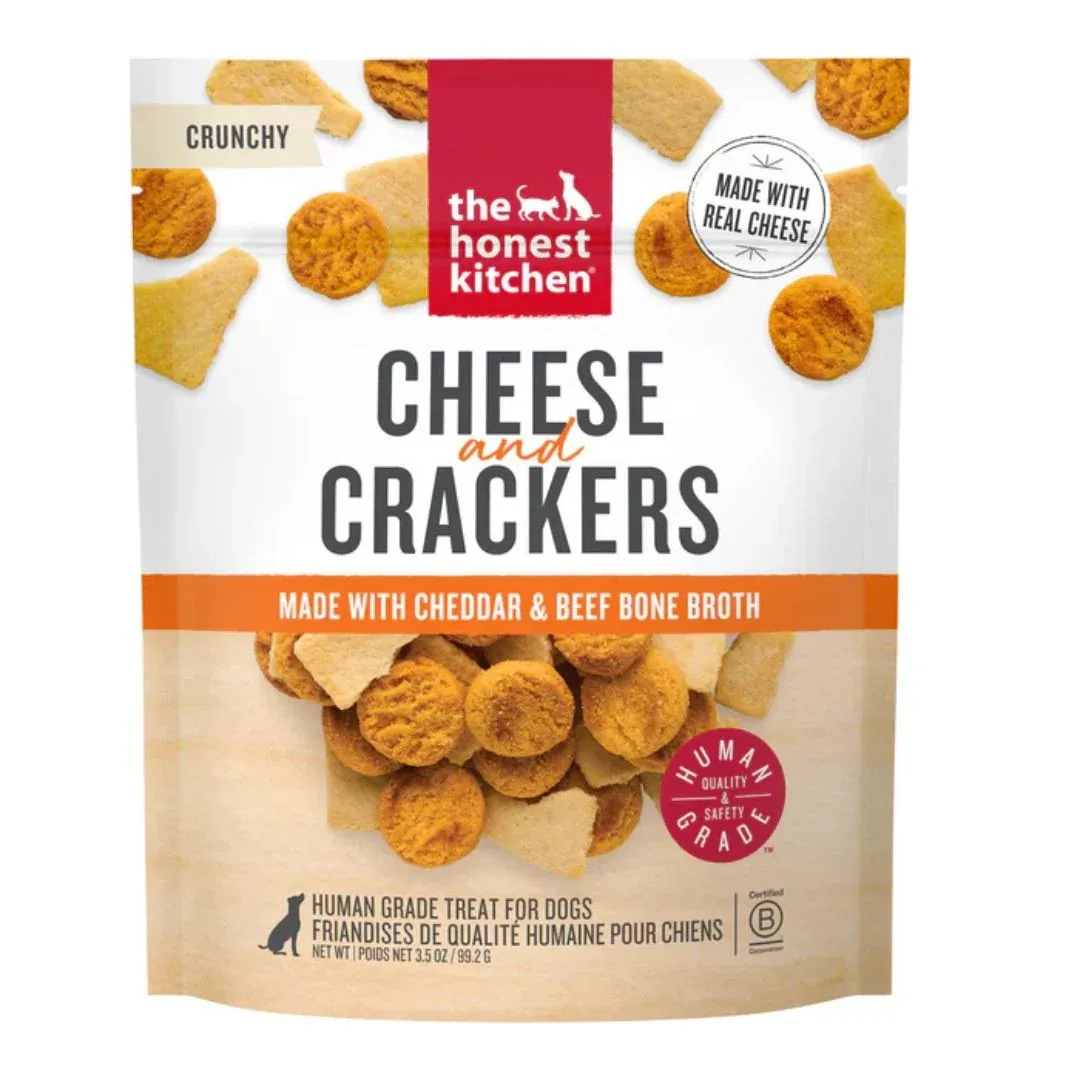 The Honest Kitchen Dog Cheese And Crackers Made With Cheddar & Beef Bone Broth, 3.5 oz Pouch