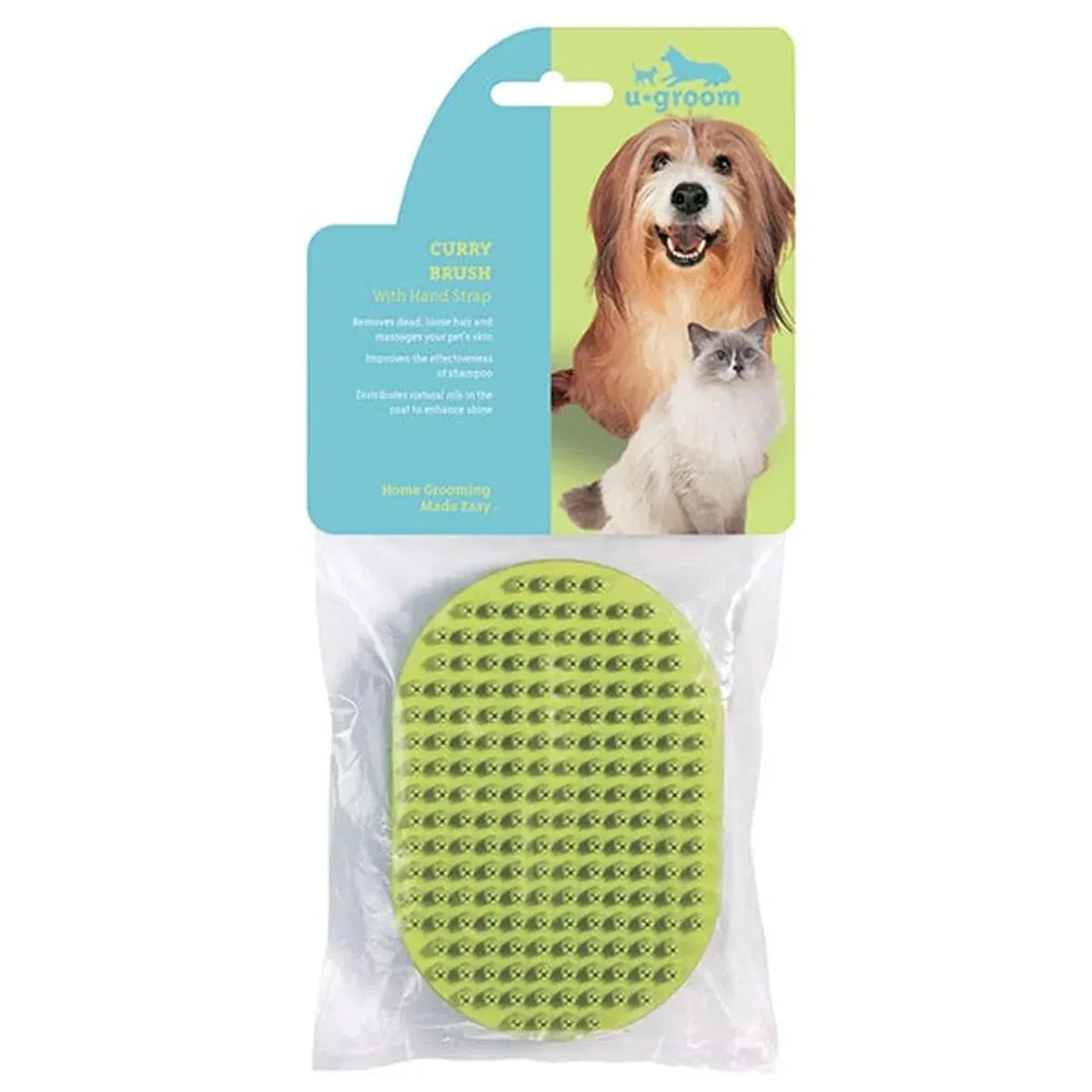 UG Rubber Curry Brush Oval with Handstrap - Image 2