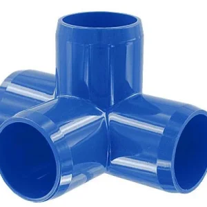 Clean Run 1 in. 4-Way PVC Fitting, Furniture Grade - Blue