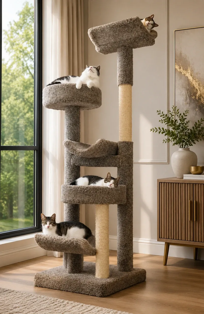 Large Cat Tree with Staggered Climbing Levels