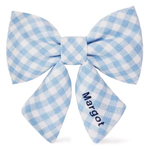 Sky Blue Gingham Lady Dog Bow